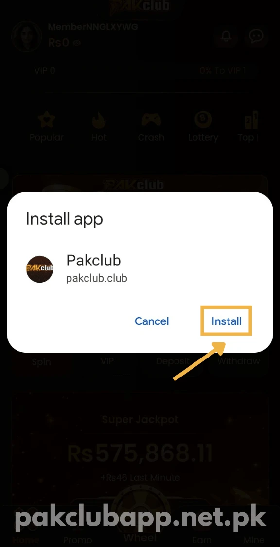 Click install button