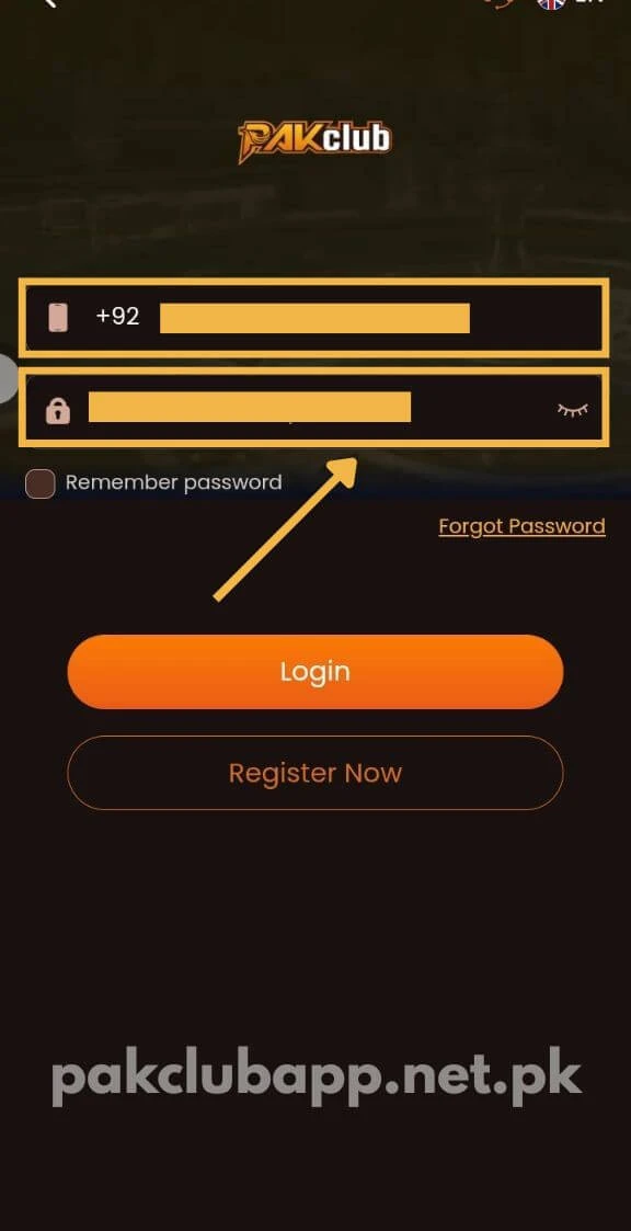 Enter password for login
