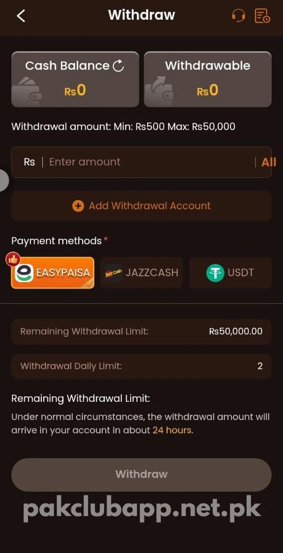 Pak Club Withdraw